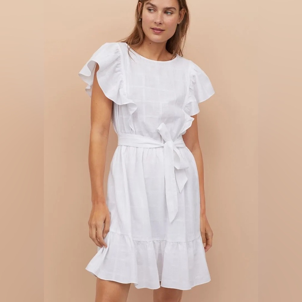 NWOT H&M Linen Ruffle Dress